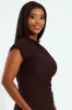 Lettuce Hem Crinkle Knit Top - Dark Brown sold by Edgars 