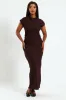 Lettuce Hem Crinkle Knit Top - Dark Brown sold by Edgars 