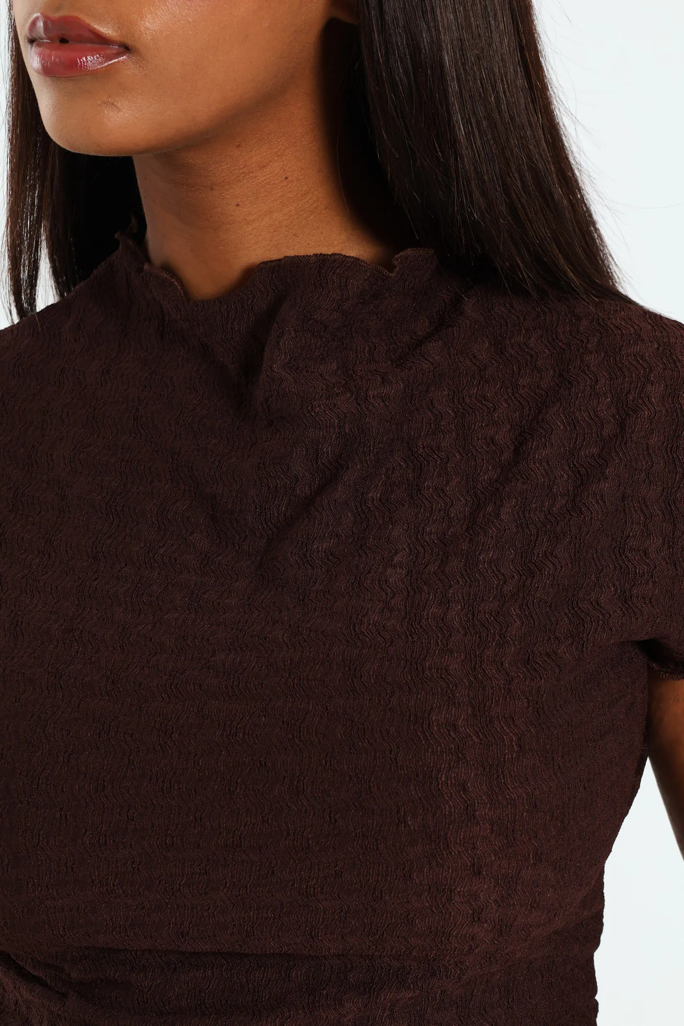 Lettuce Hem Crinkle Knit Top - Dark Brown sold by Edgars product image thumbnail 5