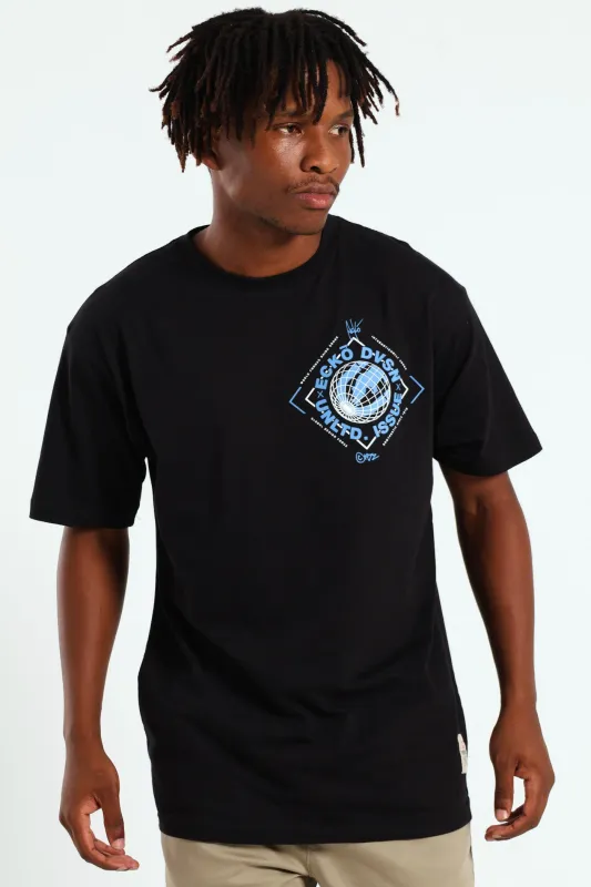 Rhino Globe Tee - Black/Blue sold by Edgars