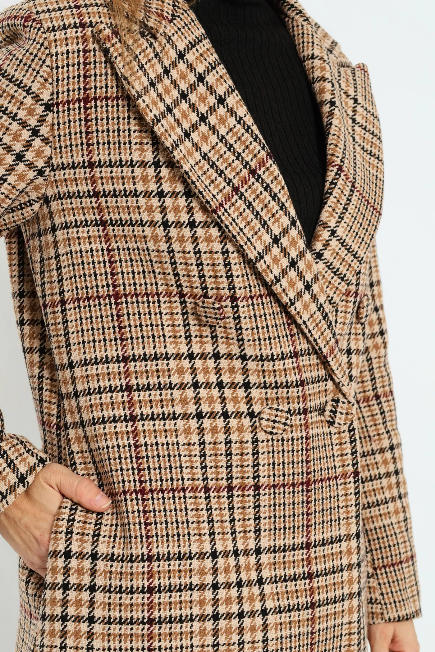 Double Breasted Tartan Check Tweed Coat - Brown sold by Edgars product image thumbnail 5
