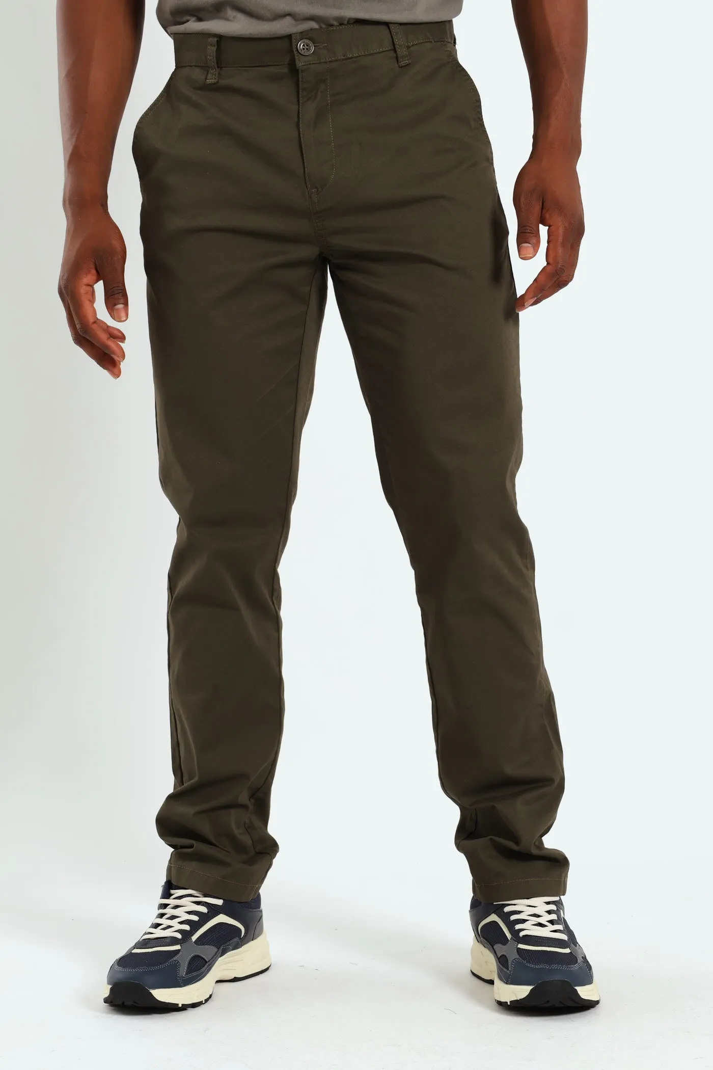 Basic Straight Stretch Chino - Green sold by Edgars