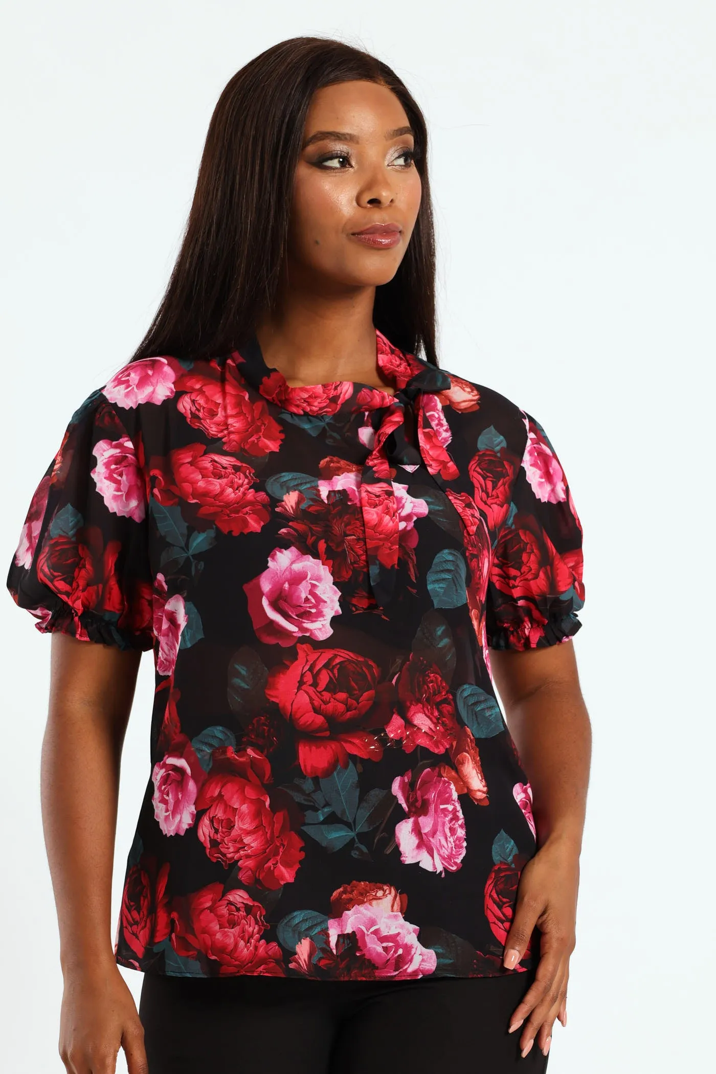 Kitty Bow Puff Sleeve Blouse - Black sold by Edgars product image thumbnail 4