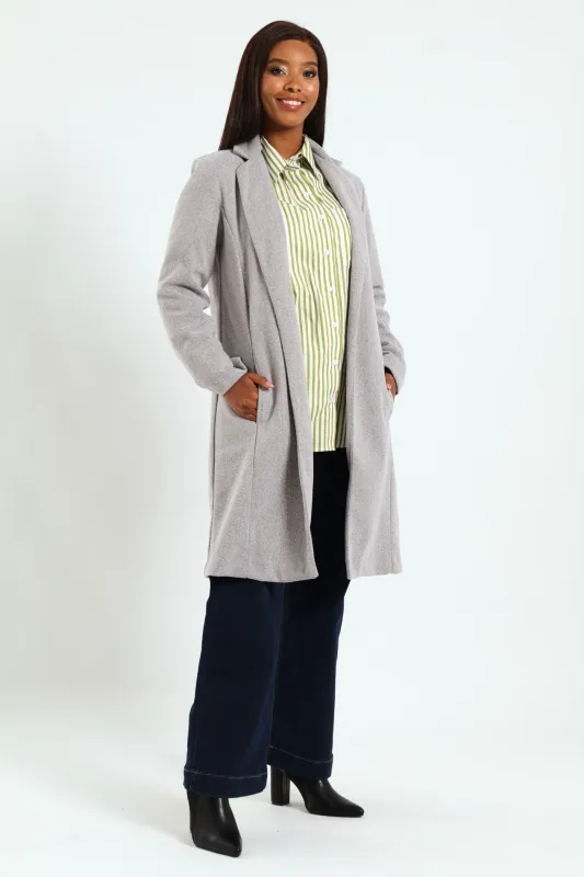 Basic Panelled Coat - Grey Melange sold by Edgars
