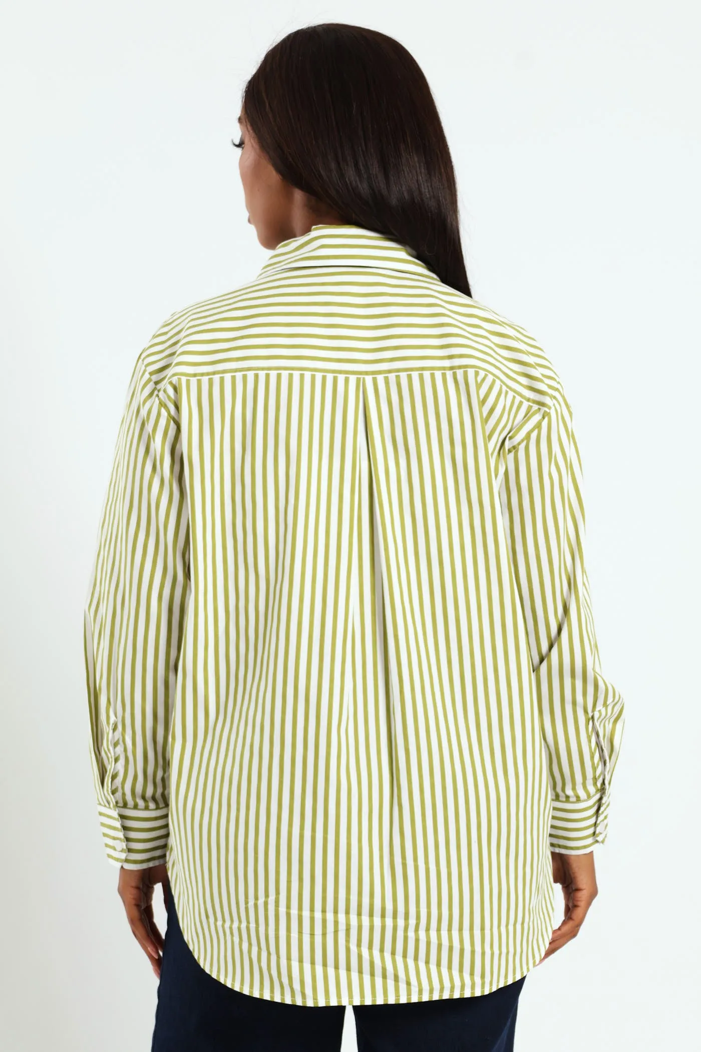 Oversized Stripe Poplin Shirt - Chartreuse/White sold by Edgars product image thumbnail 3