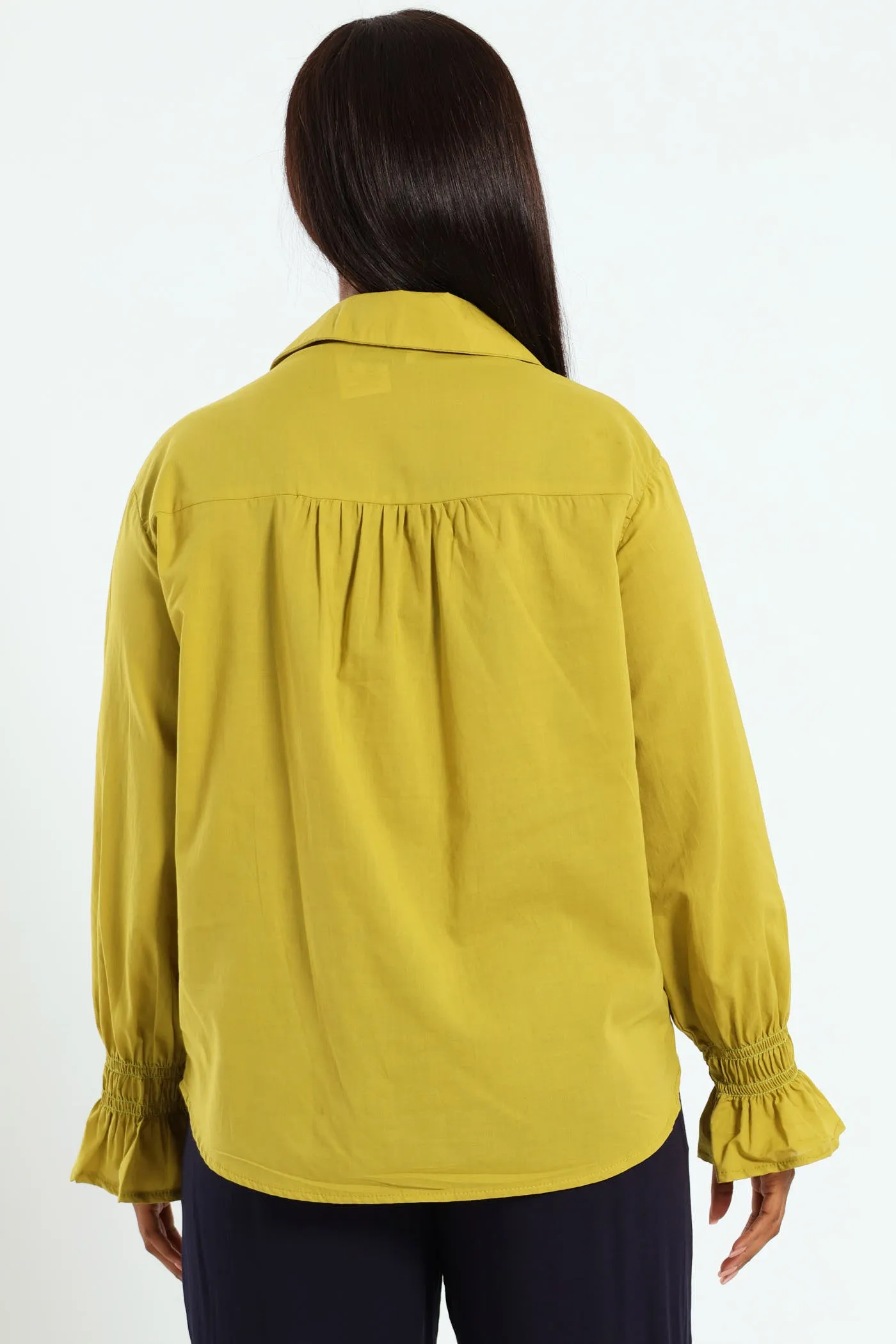Long Sleeve Shirred Cuff Voile Shirt - Chartreuse sold by Edgars product image thumbnail 3