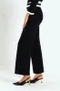 Contrasted Wide-Leg Knit Pants - Black sold by Edgars