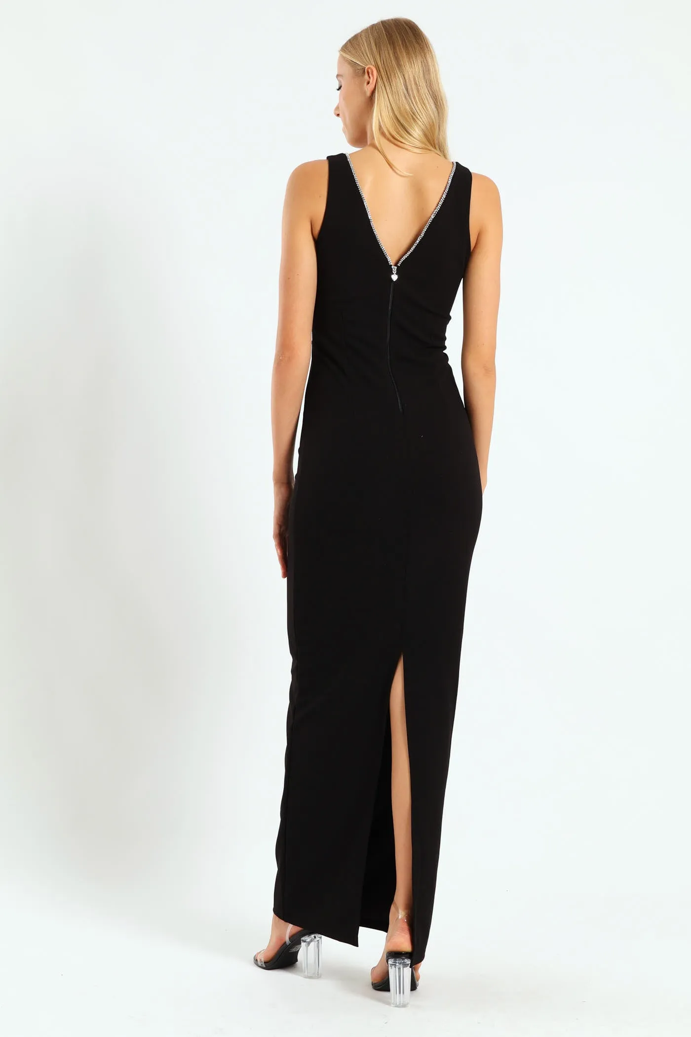 V-Neck Maxi Dress With Trim - Black sold by Edgars product image thumbnail 2
