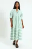 Mandarin Collar Tiered Midaxi Dress - White/Cabbage sold by Edgars 