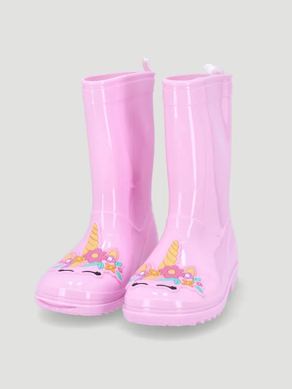 Pre-Girls Unicorn Wellington Boot - Pink sold by Edgars