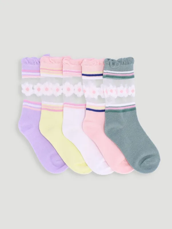 Pre-Girls 5 Pack Daisy Anklet Socks - Multi sold by Edgars