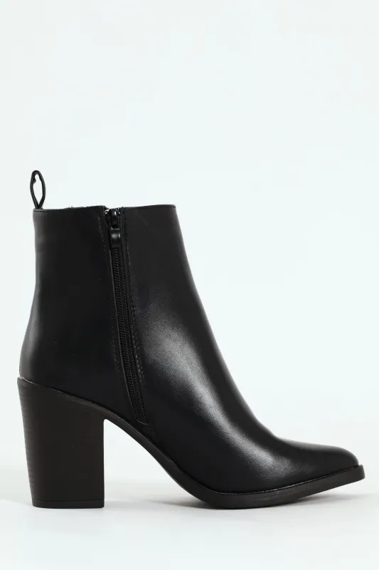 Smart Heeled Side Zip Chelsea Boot - Black sold by Edgars