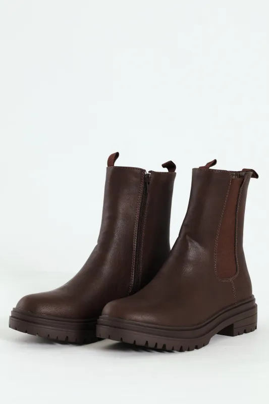 Chunky Chelsea Boot - Chocolate sold by Edgars