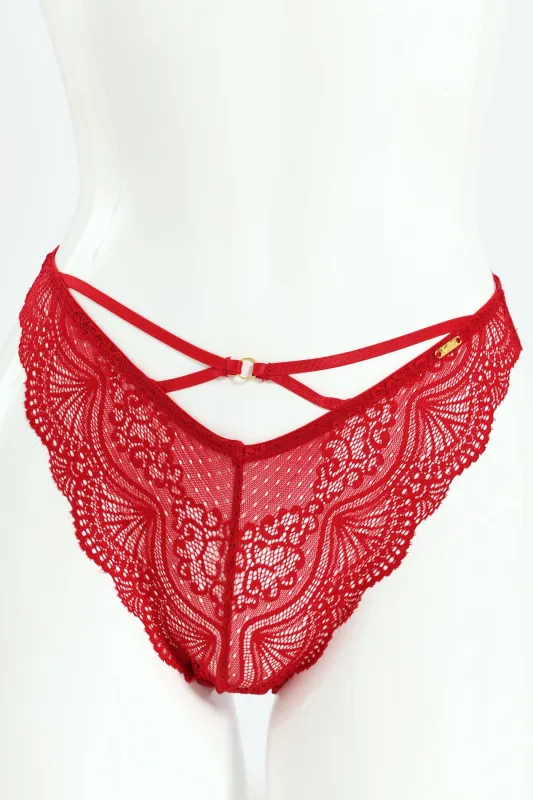 Lace Brazilian Panty - Red sold by Edgars