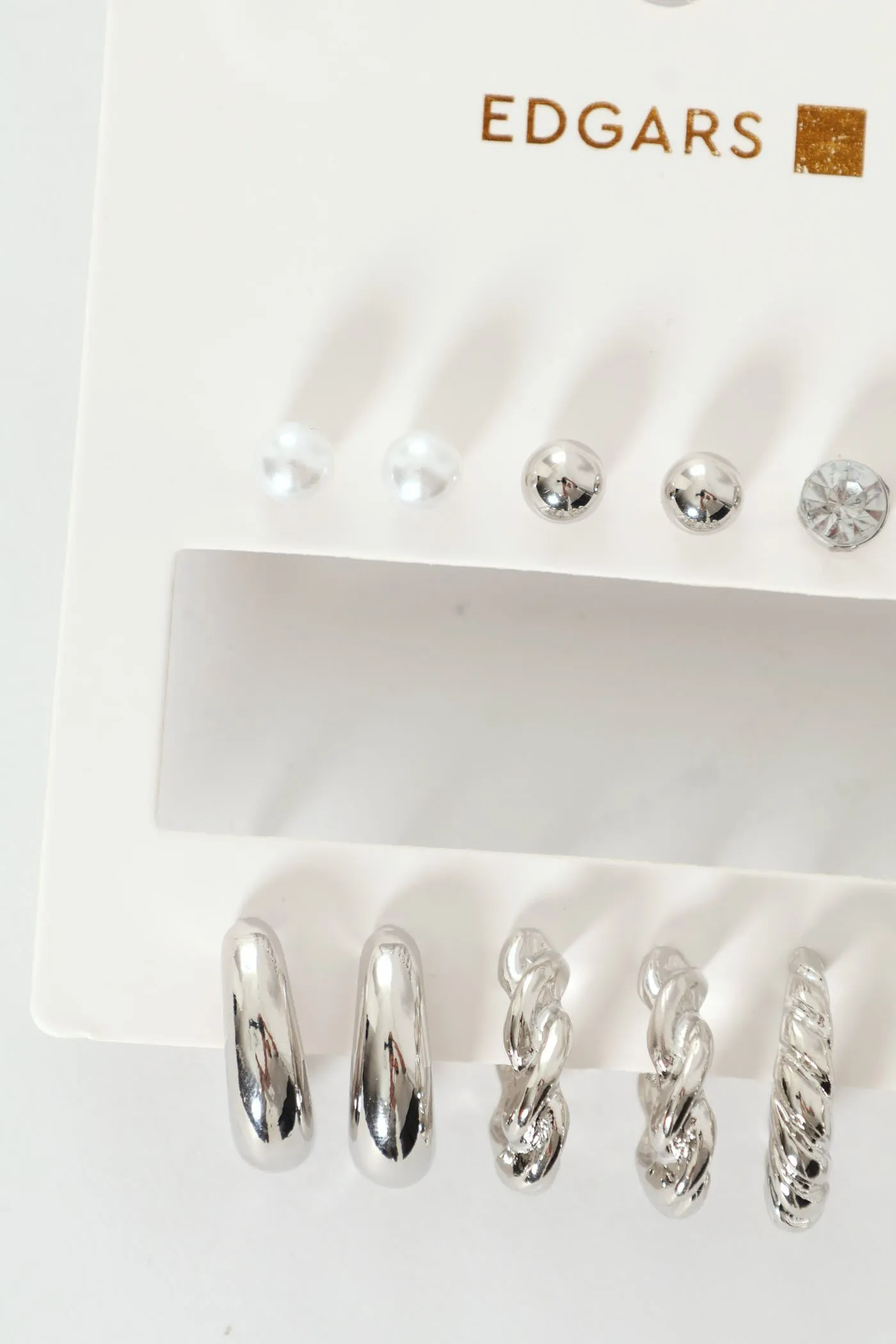 6 Pack Hoops & Studs - Silver sold by Edgars product image thumbnail 3