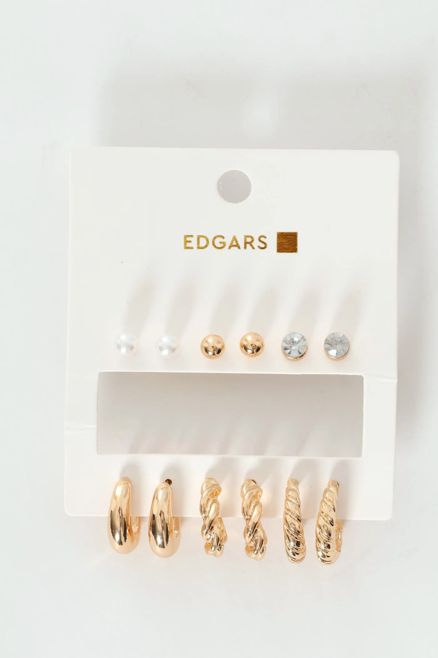 6 Pack Hoops & Studs - Gold sold by Edgars