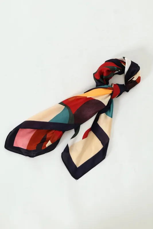 Floral Colourblock Satin Feel Scarf - Black sold by Edgars