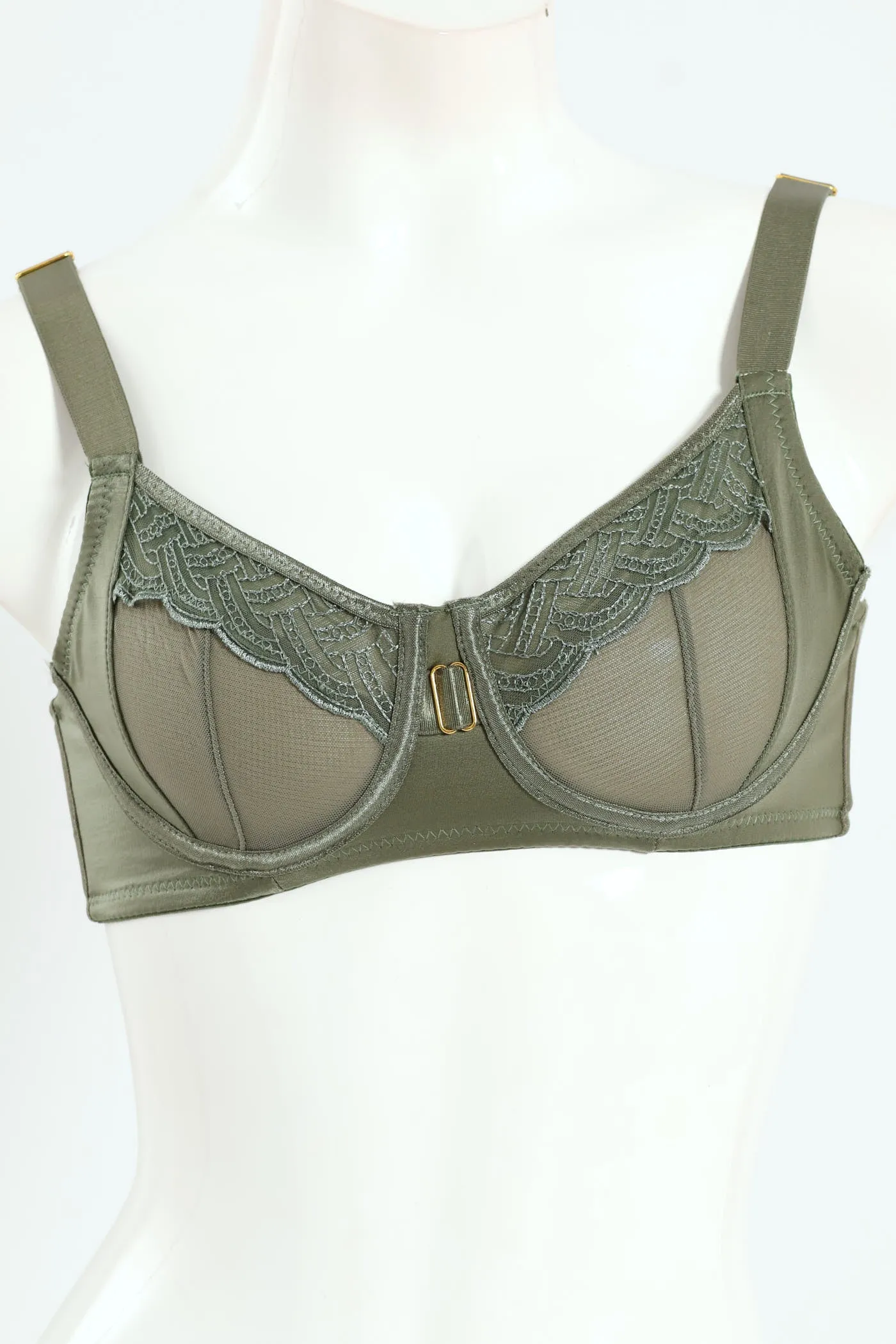 Embroidery & Shiny Microfibre Bra - Sage sold by Edgars