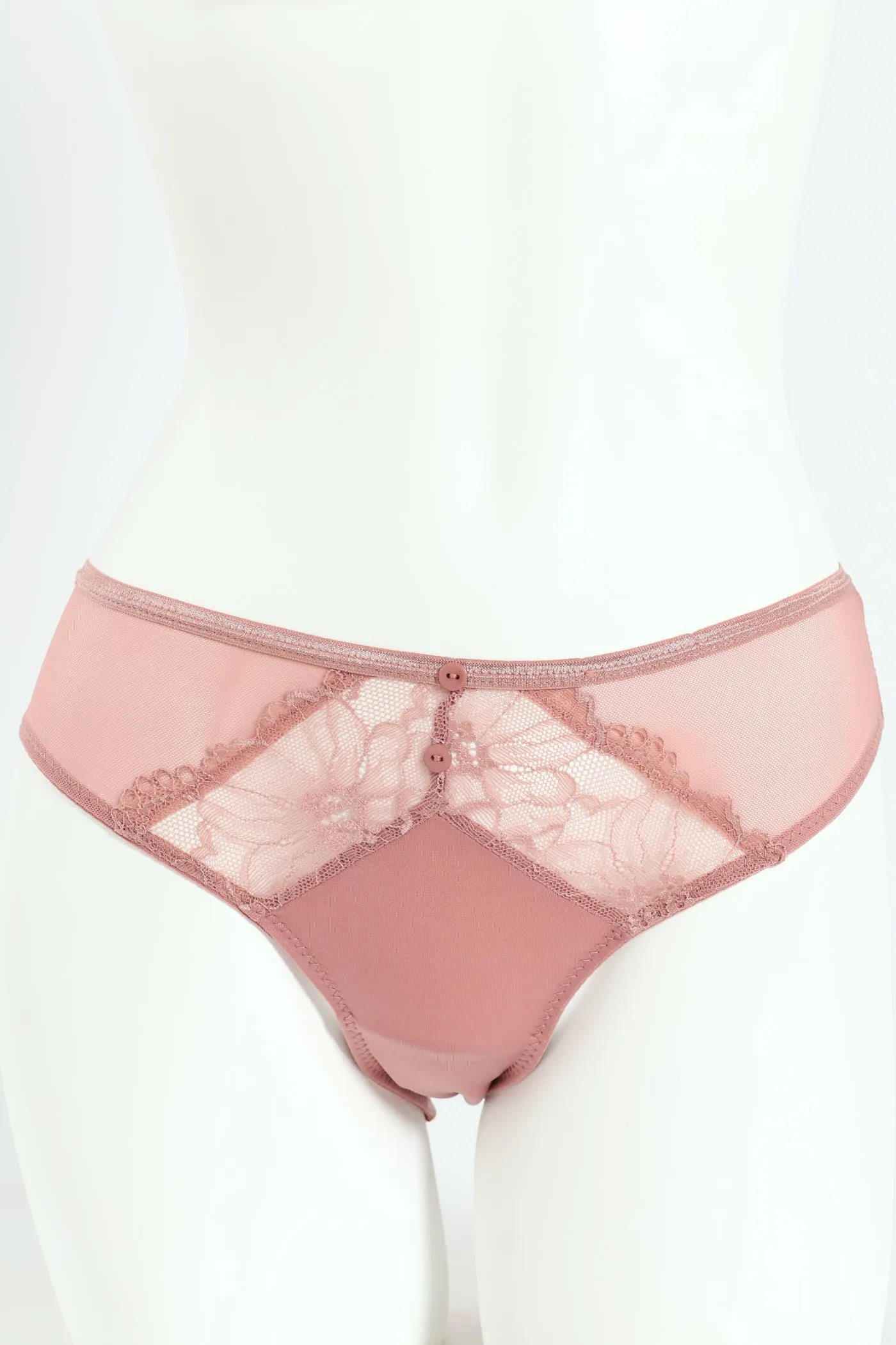 2 Pack Lace & Shiny Microfibre Bikini Panties - Dusty Rose/Graystone sold by Edgars