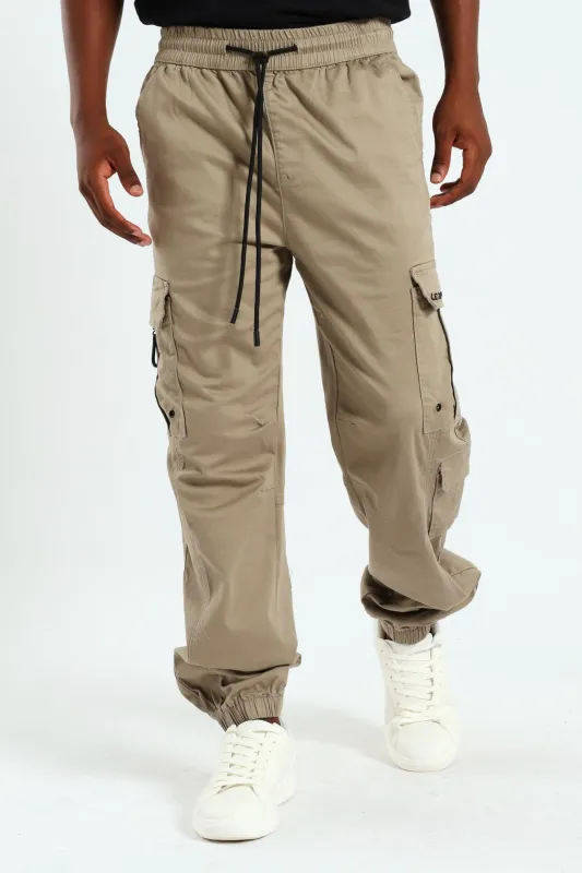Allan Cuffed Cargo Pants - Taupe sold by Edgars