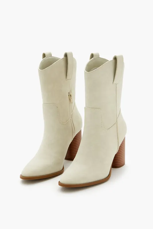 Block Heel Mid Shaft Boot - Taupe sold by Edgars
