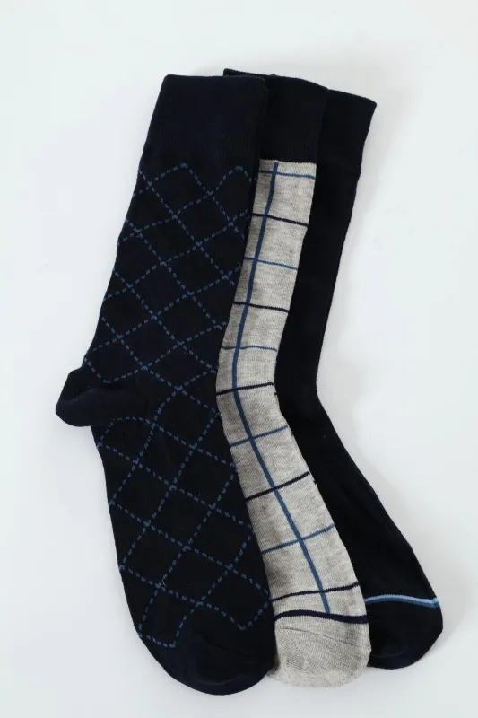 3 Pack Anklet Socks - Navy/Grey sold by Edgars