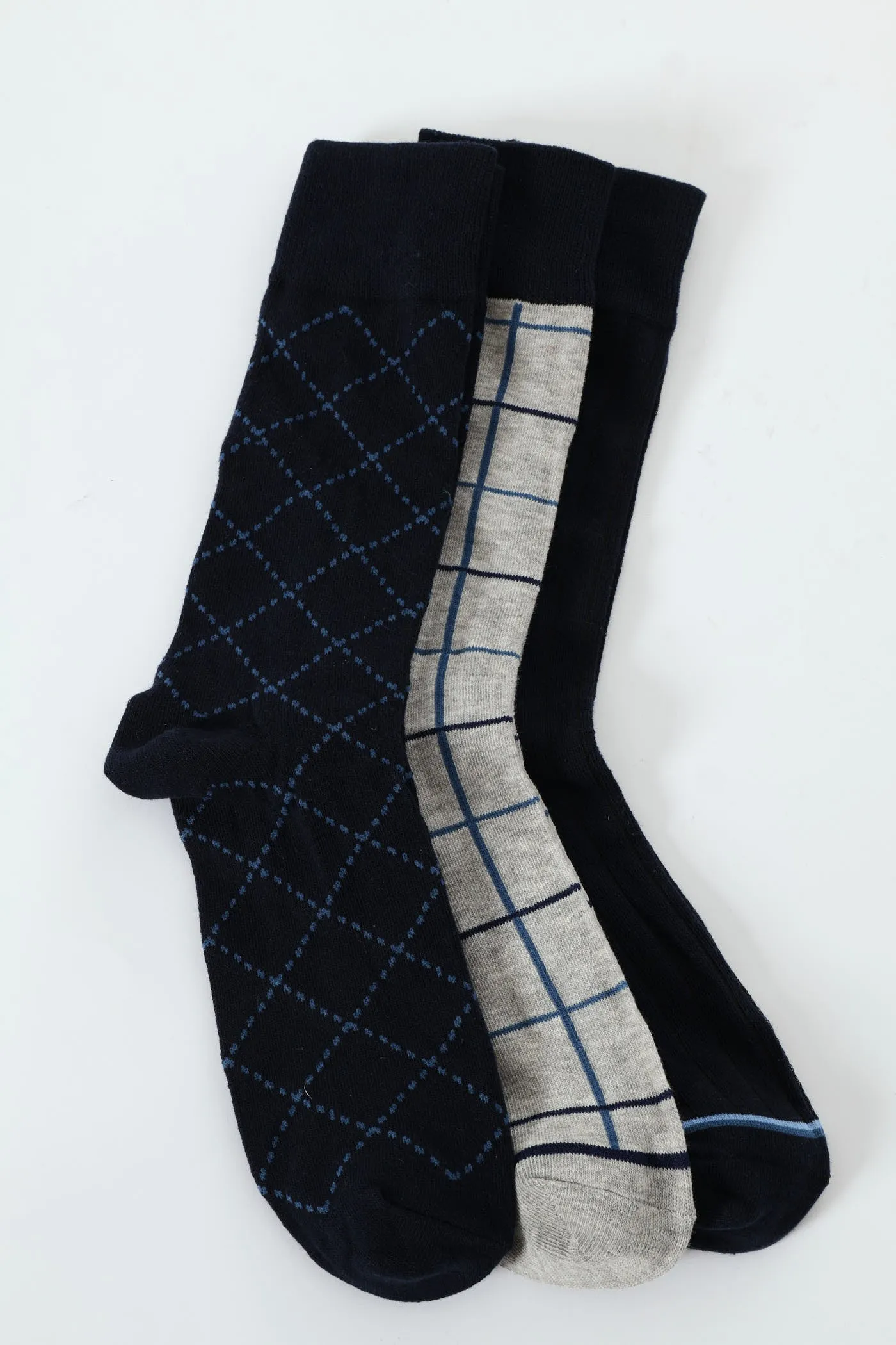3 Pack Anklet Socks - Navy/Grey sold by Edgars