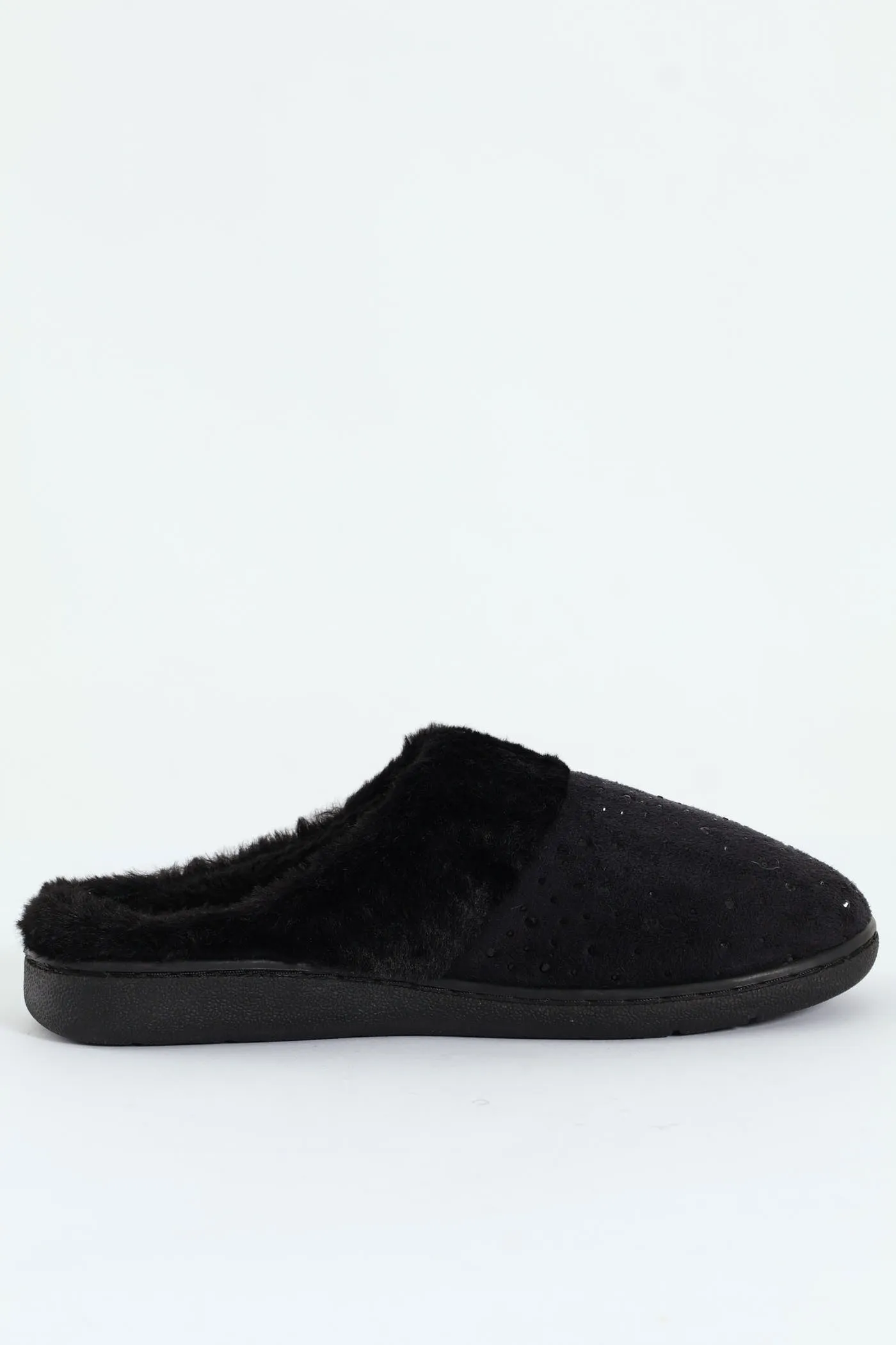 Diamante Closed Toe Slipper With Fur Topline - Black sold by Edgars product image thumbnail 3
