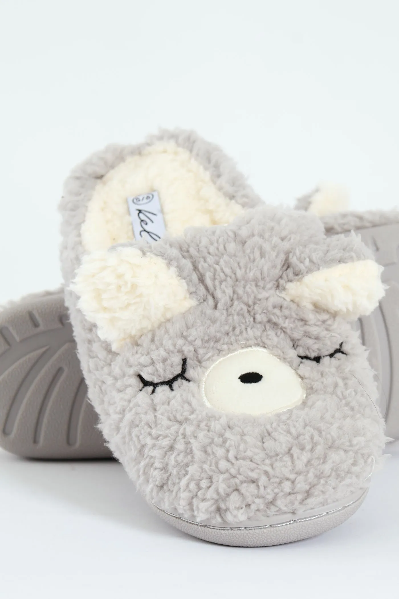 Novelty Bear Slipper - Light Grey sold by Edgars