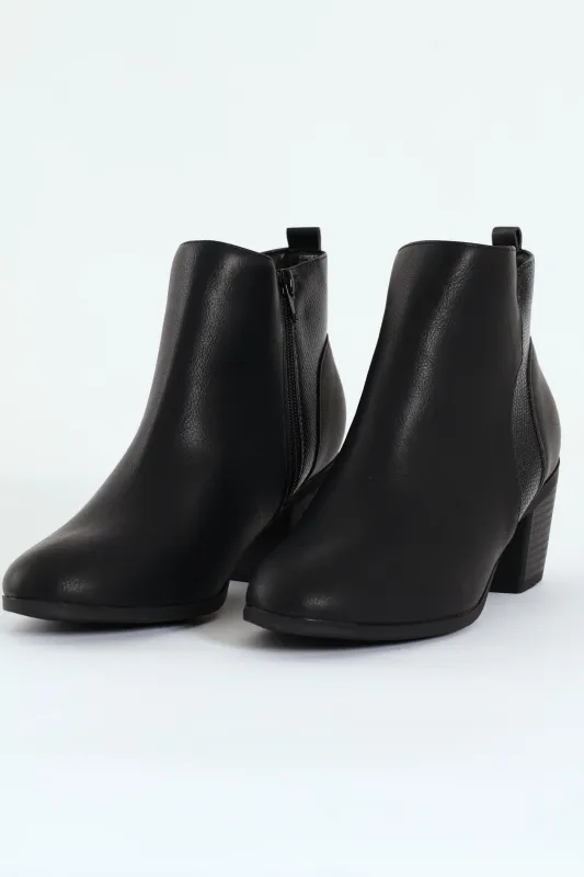 Pu Insert Chelsea Ankle Boot - Black sold by Edgars 