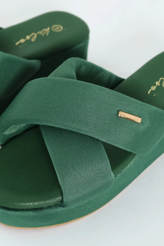 Mesh Crosstrap Sandal On Flatform - Sage sold by Edgars 