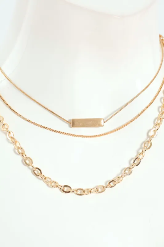 3 Pack Gold Bar Necklace - Gold sold by Edgars