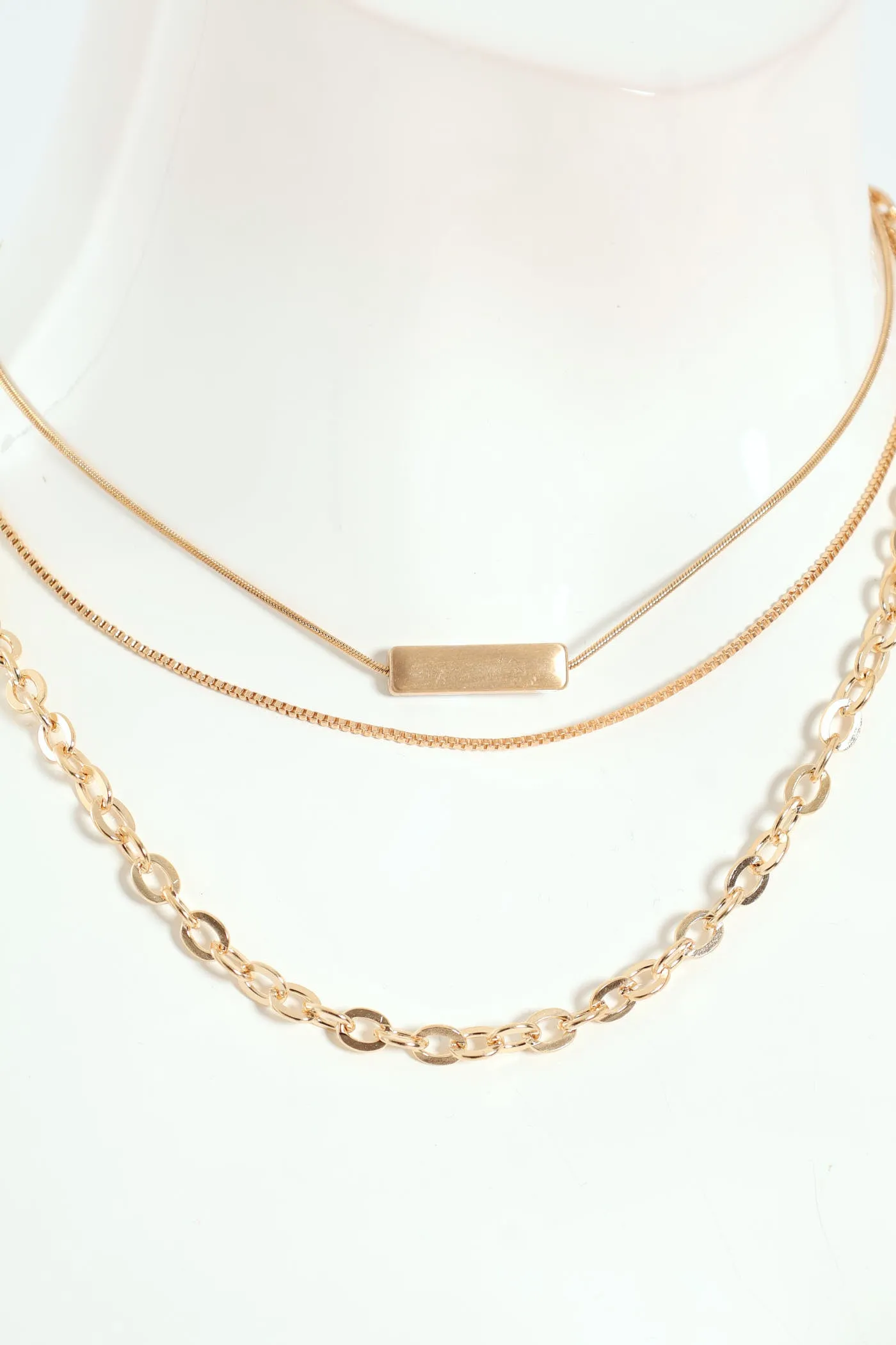 3 Pack Gold Bar Necklace - Gold sold by Edgars