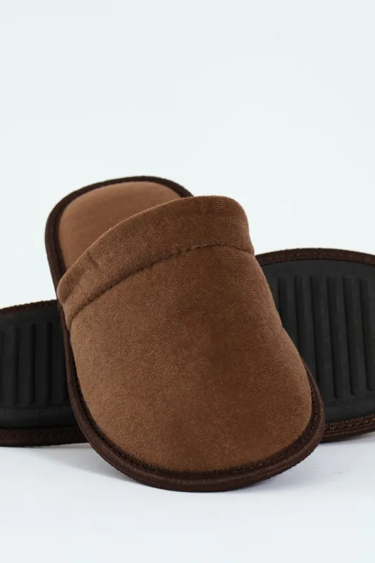 Basic Open Back Slipper - Chocolate sold by Edgars 