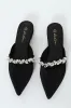 V-Cut Push-In Pointy Pump With Embellished Strap - Black sold by Edgars