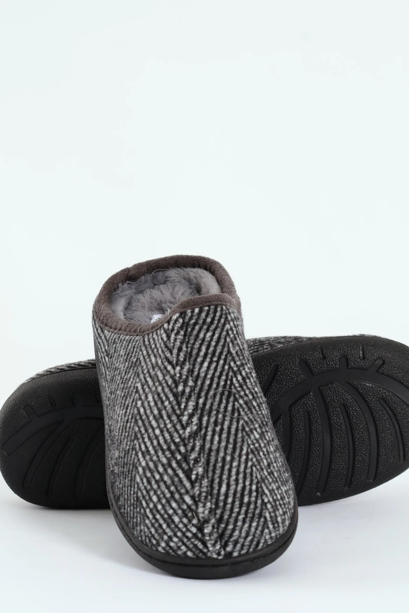 Flannel Upper Half Open Back Slipper - Grey sold by Edgars