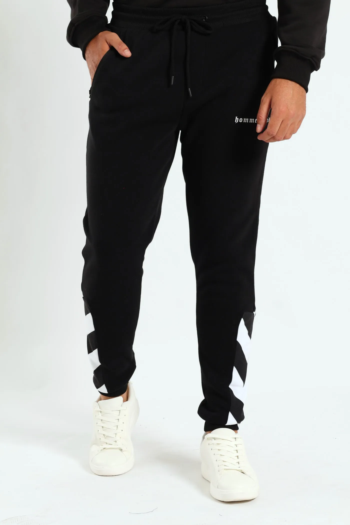 Side Print Trackpant - Black sold by Edgars