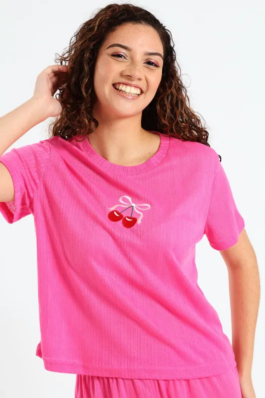 Pointelle Tee - Pink sold by Edgars