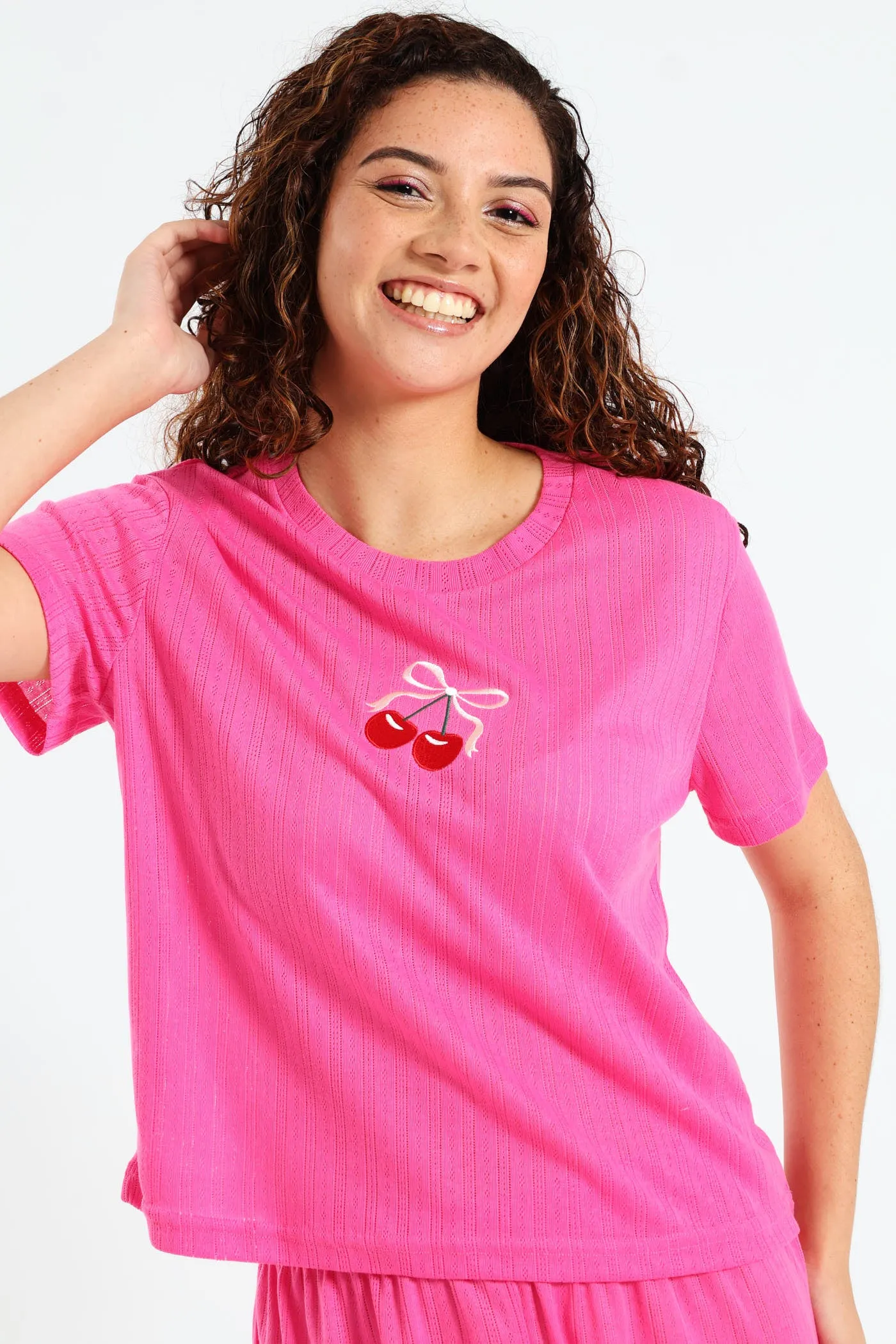 Pointelle Tee - Pink sold by Edgars
