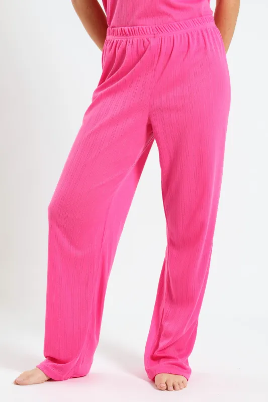Straight Leg Pointelle Pant - Pink sold by Edgars