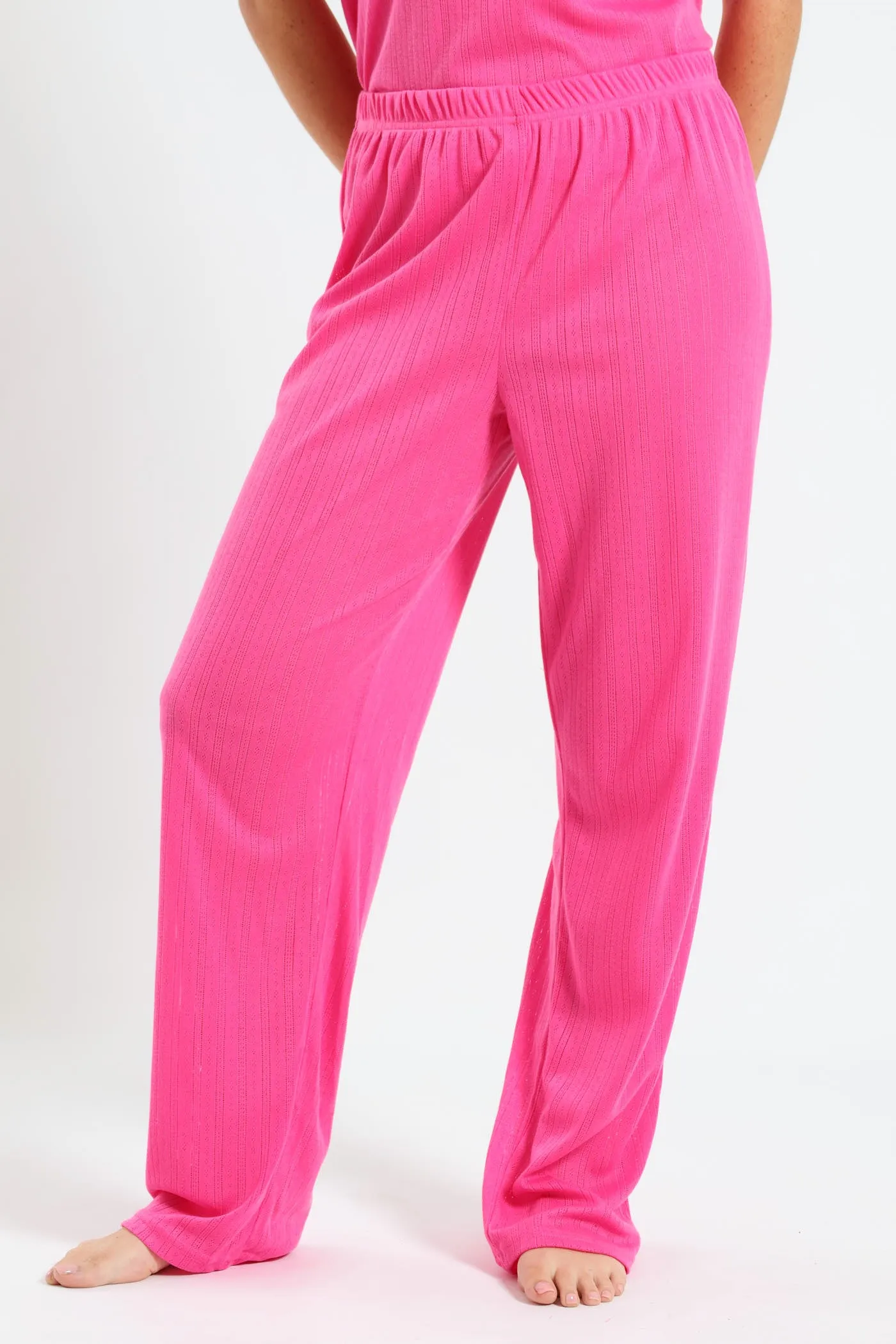Straight Leg Pointelle Pant - Pink sold by Edgars