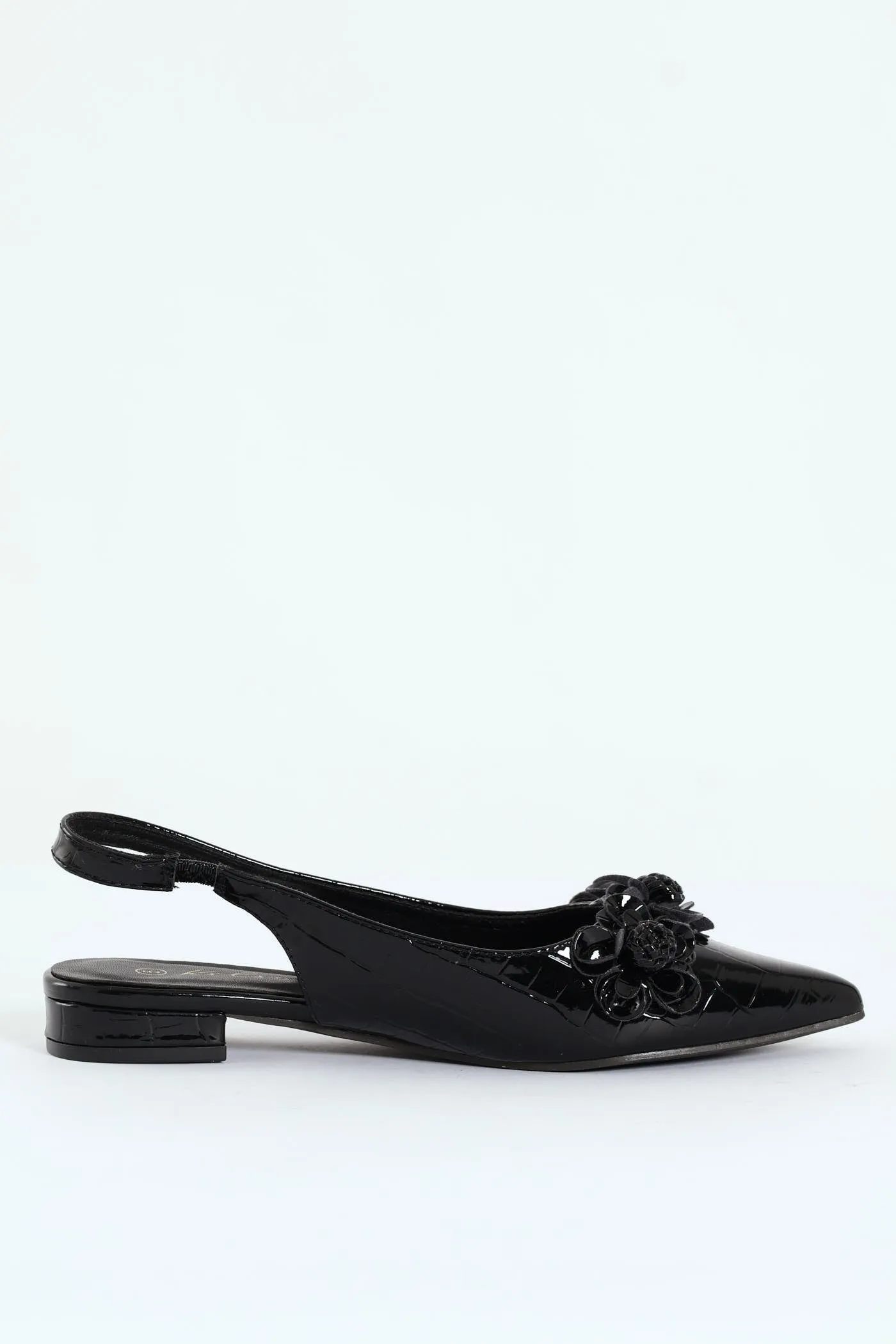 Pointy Croc Sling Back With Flowers - Black sold by Edgars product image thumbnail 5