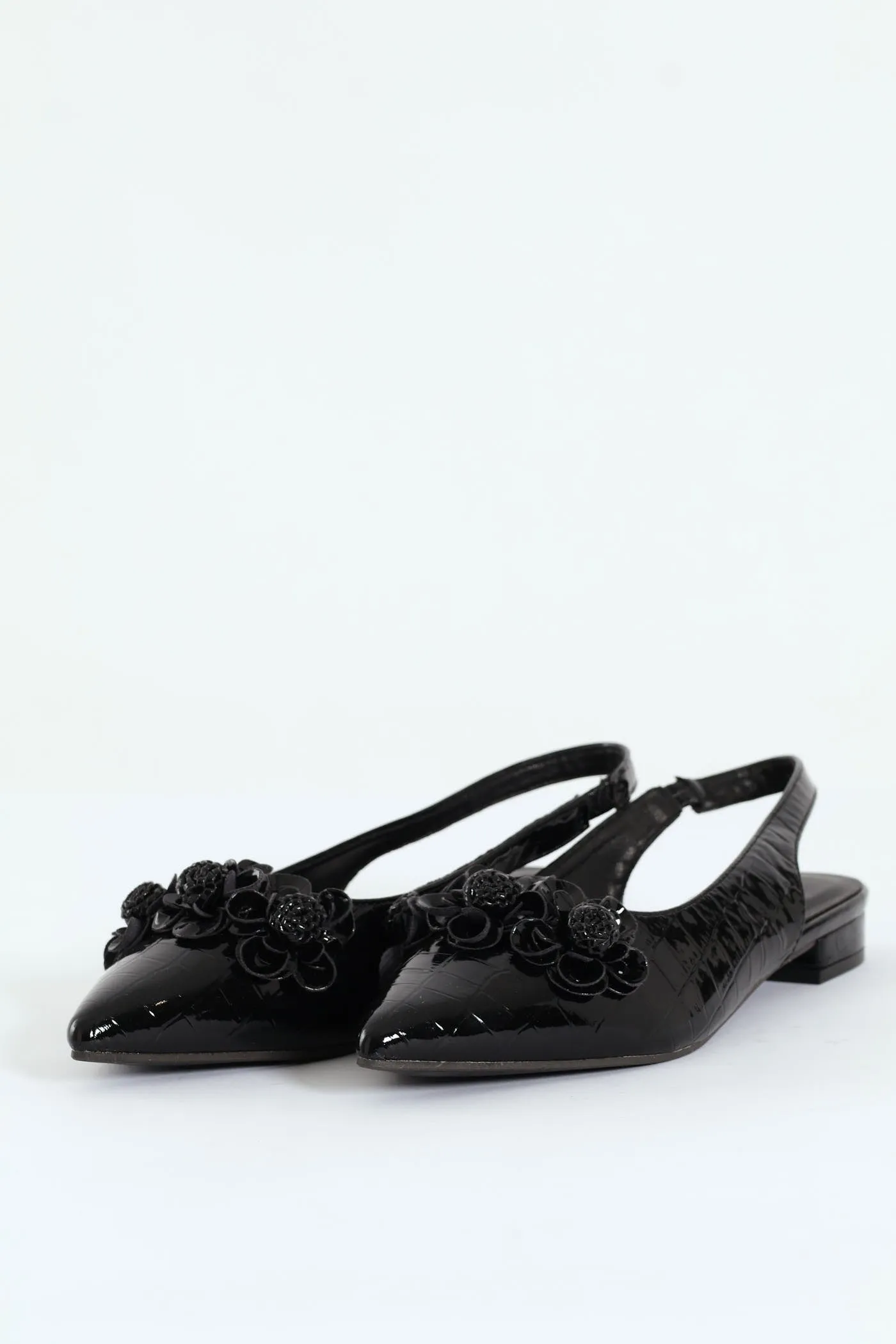 Pointy Croc Sling Back With Flowers - Black sold by Edgars product image thumbnail 3
