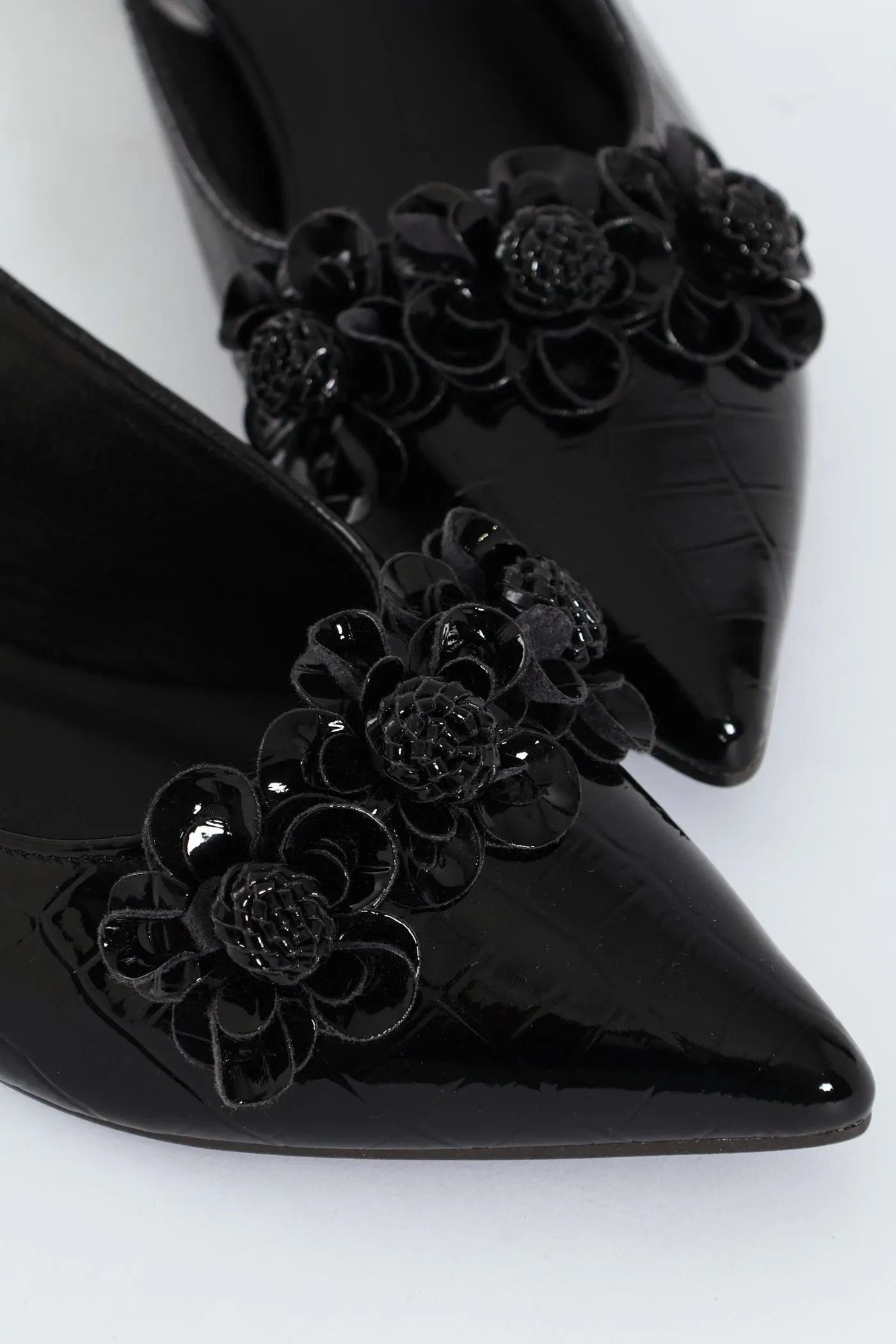 Pointy Croc Sling Back With Flowers - Black sold by Edgars product image thumbnail 2