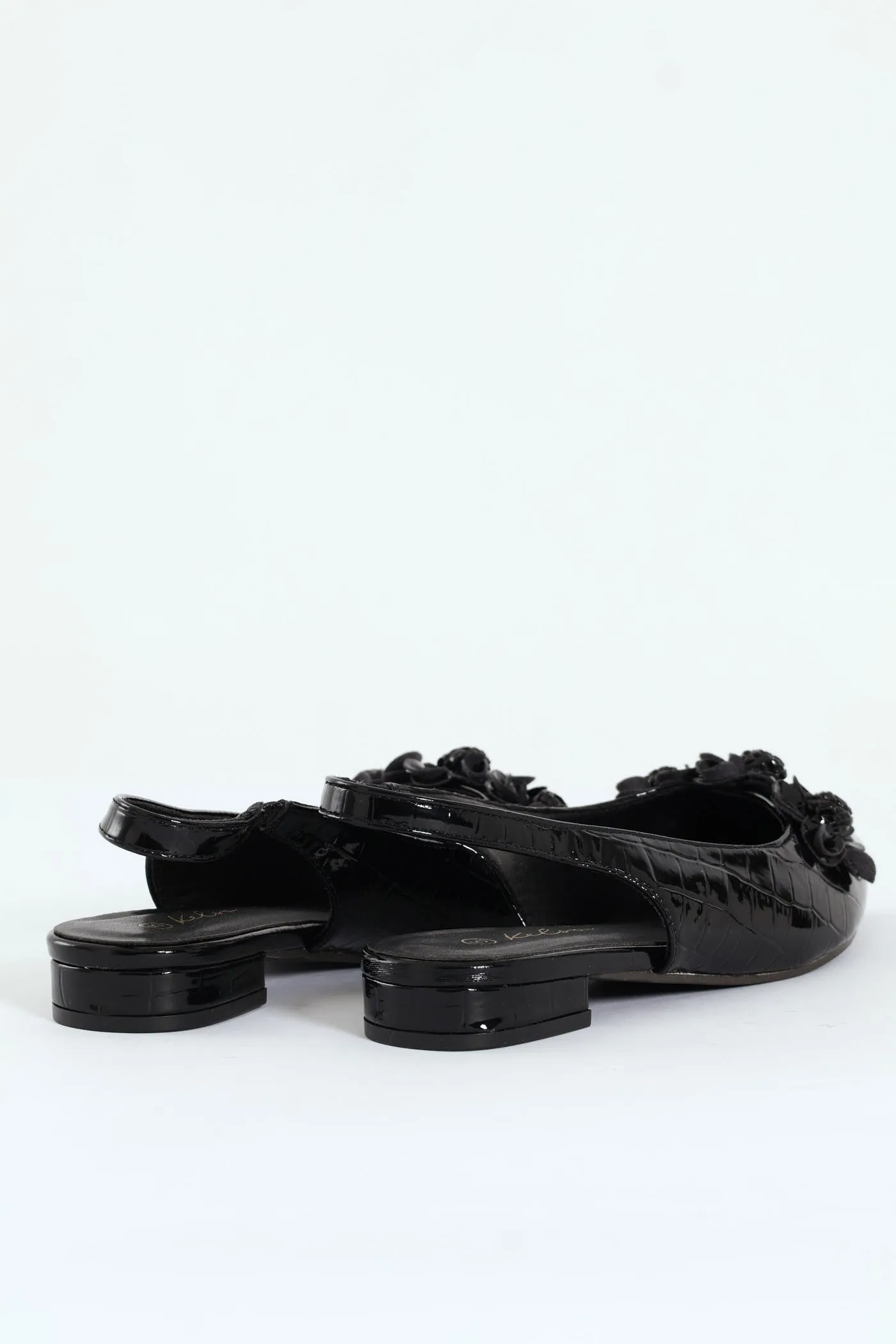 Pointy Croc Sling Back With Flowers - Black sold by Edgars product image thumbnail 4