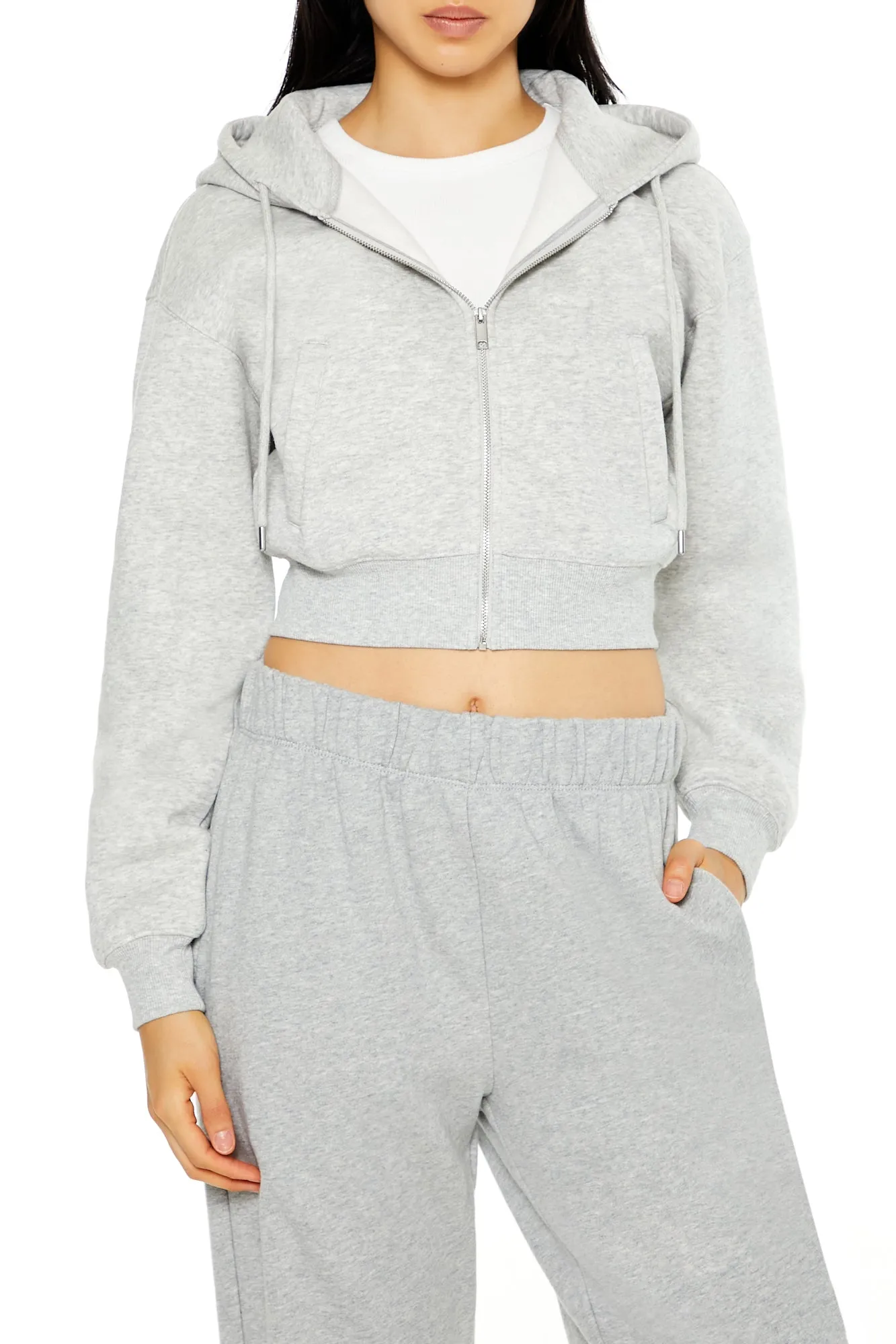 Long Sleeve Cropped Athletic Jacket - Grey sold by Edgars