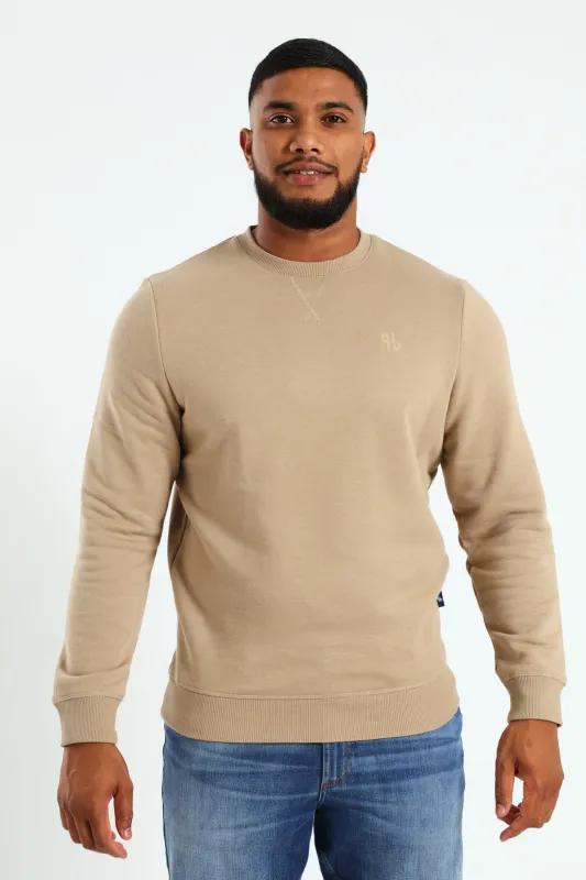 Plain Crew Fleece Sweat Top - Taupe made by Edgars