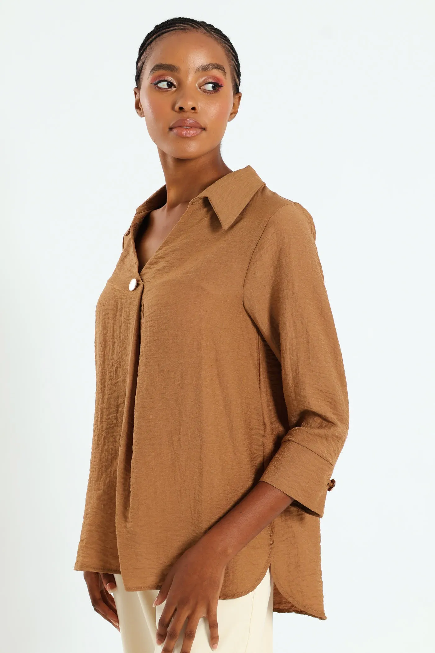 Glitter Popover With Gold Button Detail - Taupe sold by Edgars product image thumbnail 2