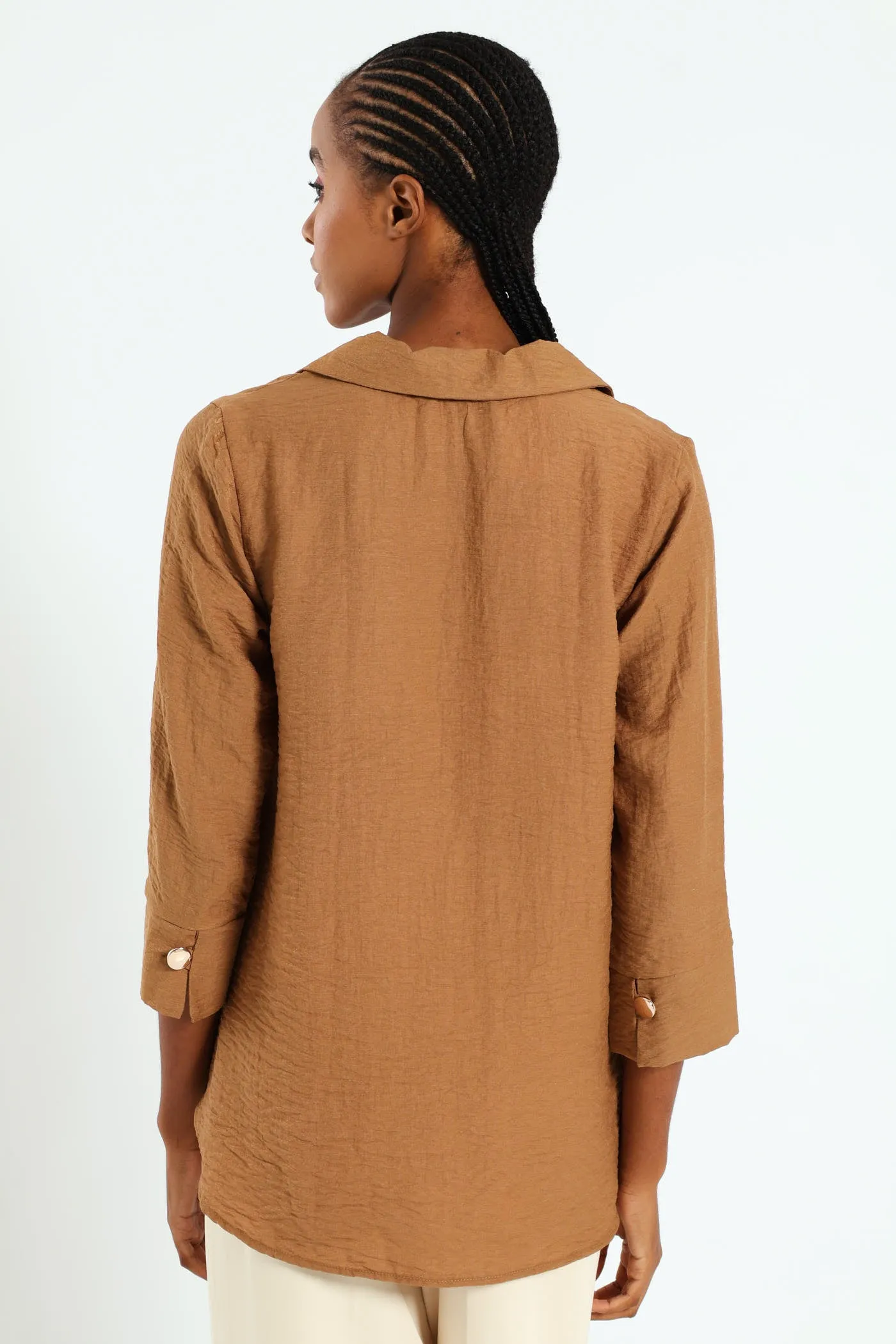 Glitter Popover With Gold Button Detail - Taupe sold by Edgars product image thumbnail 3