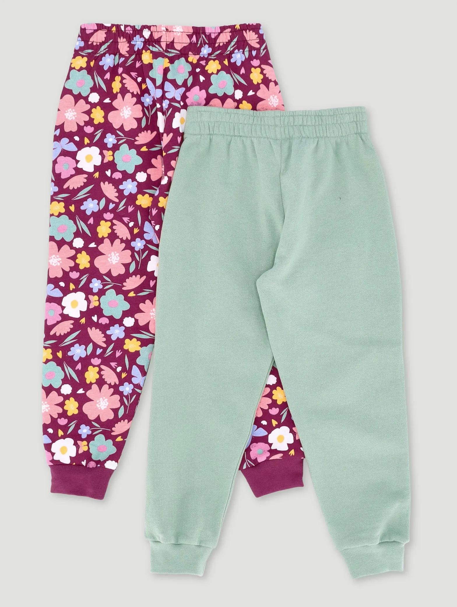 Pre-Girls 2 Pack Floral Print Jogger - Sage/Burgundy sold by Edgars product image thumbnail 2